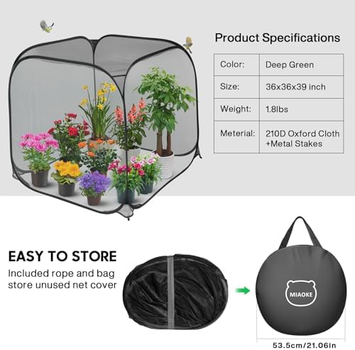 pop up mesh plant cover,35x35x38'' garden netting for, close-up detail