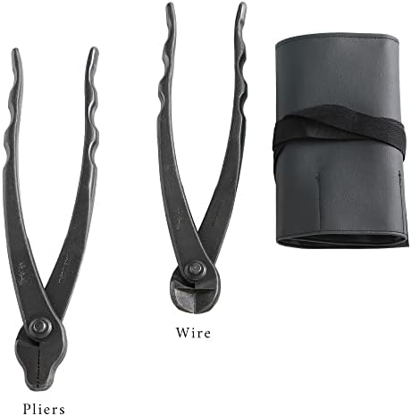 wazakura 6pcs bonsai tool kit with roll bag, close-up detail