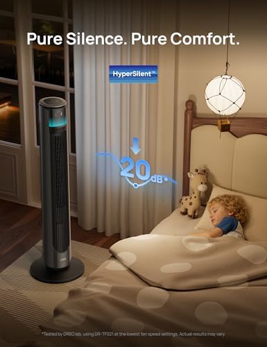 dreo smart tower fan for indoor & outdoor, close-up detail
