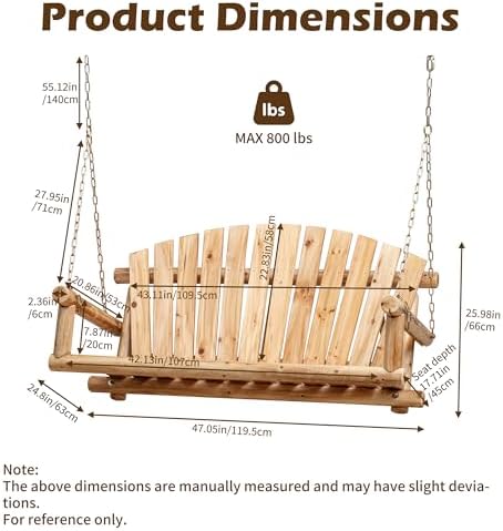 anraja outdoor wooden porch swing front porch hanging, side view