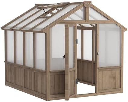 veikou 6' x 8' wooden greenhouse for outdoors, view 9