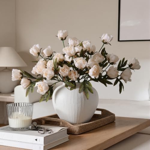peony artificial flowers, 18" faux silk peonies for, side view