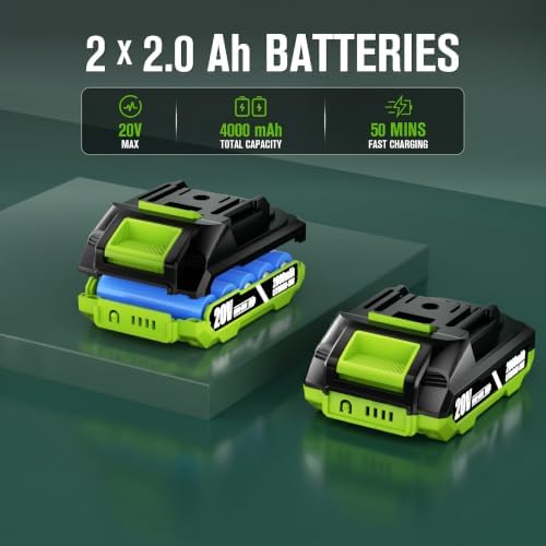 20v electric weed wacker & 650 cfm leaf, front angle view