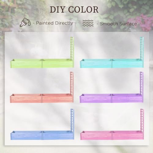outsunny raised garden bed trellis, 2 compartments, 43, side view