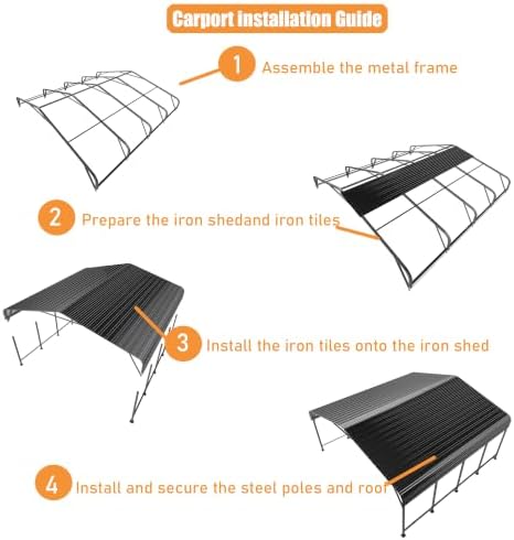 mnlr 20x20 ft heavy duty metal carport with, front angle view