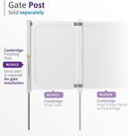 wambam cambridge privacy gate, white vinyl no dig showing dimensions