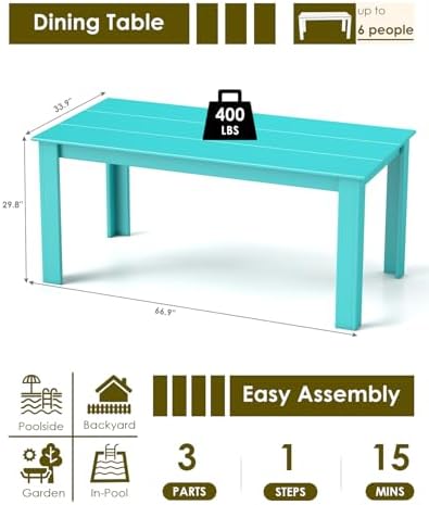 greenvines hdpe outdoor dining table w/umbrella hole for shown in use