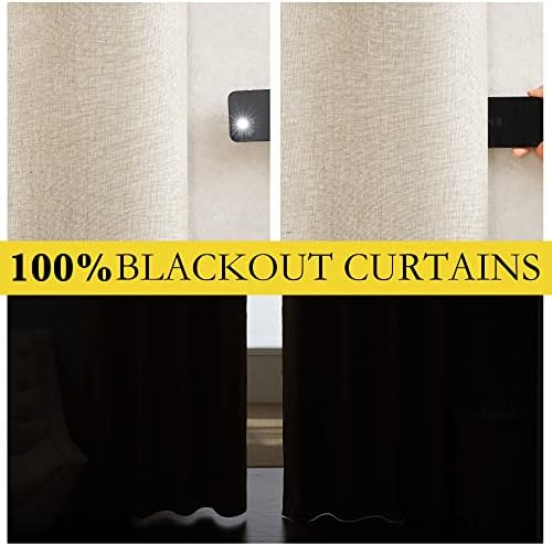 nicetown 100% absolutely blackout linen curtains with thermal shown in use