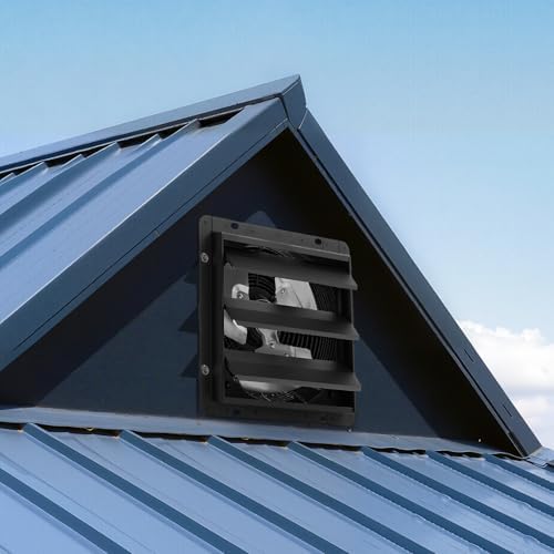 vevor 12 inch exhaust fan, wall mounted attic, front angle view