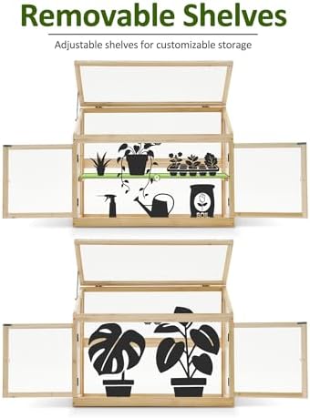 mcombo wooden cold frame garden greenhouse flower planter, package contents