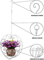 39.7" hanging plant holder,metal heart planter, hanging basket, side view