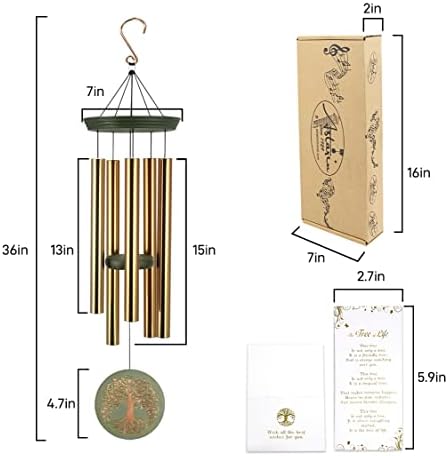 astarin's tree of life wind chimes 36in outdoor, close-up detail