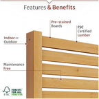 enclo slatted freestanding/surface mounted privacy screen, cedar wood, side view