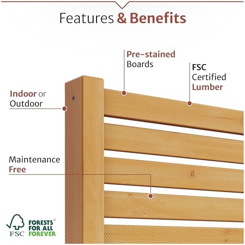 enclo slatted freestanding/surface mounted privacy screen, cedar wood, side view