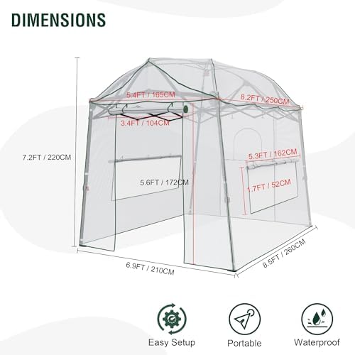 8.5 x 7 ft pop‑up walk‑in greenhouse for, package contents