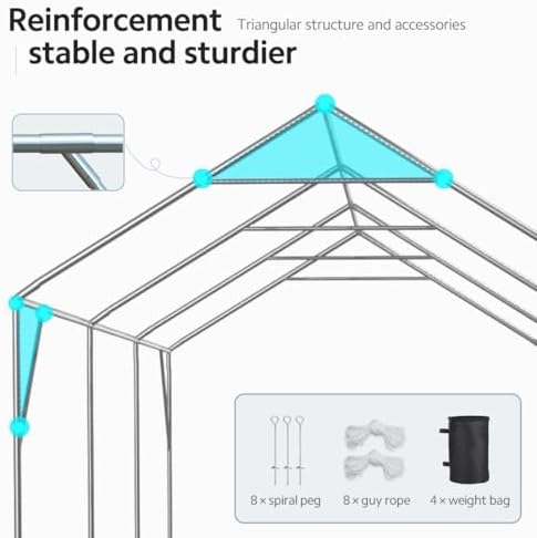 advance outdoor 12x20 ft canopy garage heavy duty, close-up detail