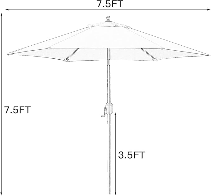 Sunnyglade 7.5' Patio Umbrella Outdoor Table Market Umbrella with Push Button Tilt/Crank, 6 Ribs (Orange)