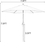 Sunnyglade 7.5' Patio Umbrella Outdoor Table Market Umbrella with Push Button Tilt/Crank, 6 Ribs (Orange)