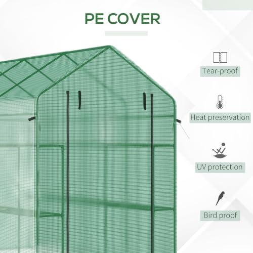 outsunny 7' x 5' x 6' walk-in greenhouse, close-up detail