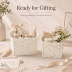 coeusy set of 2 wicker wall basket, paper on a desk or shelf