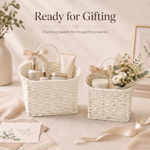 coeusy set of 2 wicker wall basket, paper on a desk or shelf