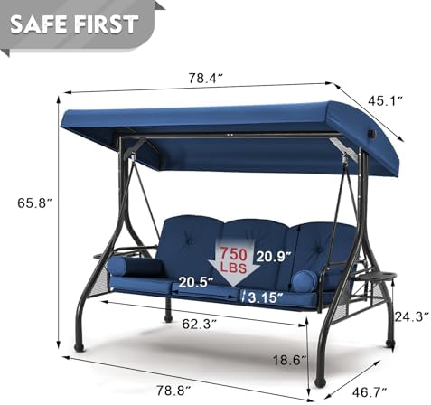 homrest 3 seat porch swing with adjustable canopy on a desk or shelf