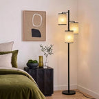 brightech liam floor lamp, great living room décor shown in use