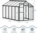 6x10 ft greenhouse, easy assembly aluminum polycarbonate greenhouses, side view
