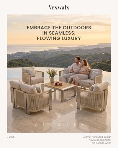vexwalx luxury patio furniture set, 4-piece curved outdoor, front angle view