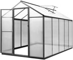veikou 6' x 10' greenhouse for outdoors, polycarbonate, front angle view