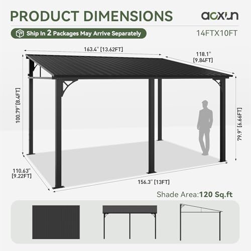 aoxun 10' x 14' lean to gazebo pergola shown in use