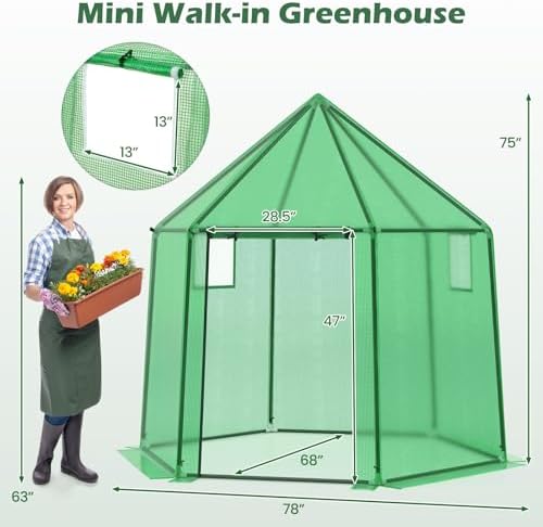happygrill greenhouses for outdoors, portable greenhouse with pe, front angle view