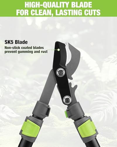 workpro extendable bypass lopper for gardening, 25-37" branch, side view