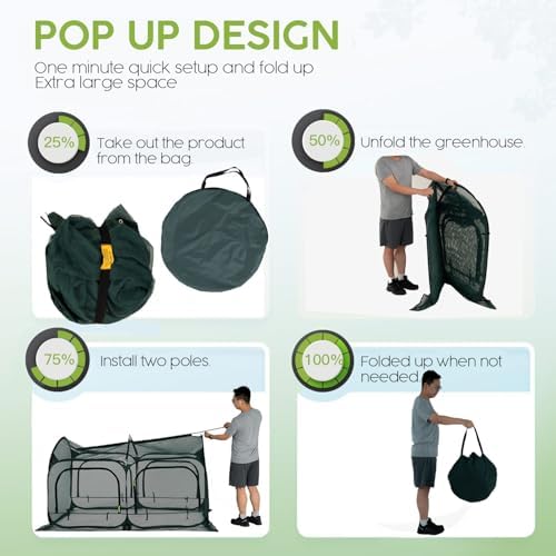 poray large 6.6x3.3ft tunnel plant netting cover, pop, front angle view