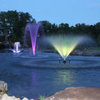1/4 HP Floating Fountain & Aerator for Ponds and Lakes with 100 ft Cord | 3,000 GPH, 9 spray patterns, Color-changing LED lights, Energy-efficient 192W Pump, Protective Intake Screen