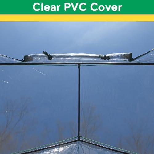 miracle-gro walk-in greenhouse, removable shelves, transparent, 4'8"x29" showing dimensions