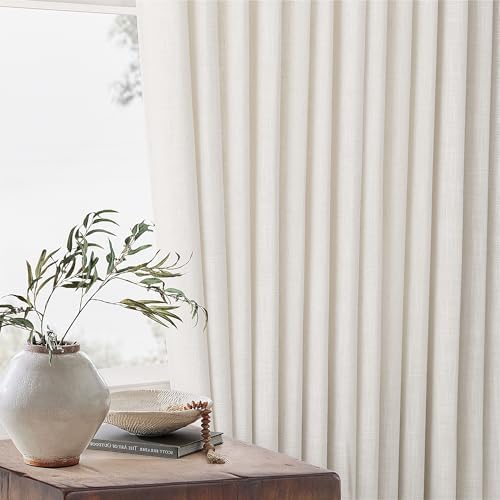 twodrapes natural pinch pleated linen curtains 96 inches, front angle view