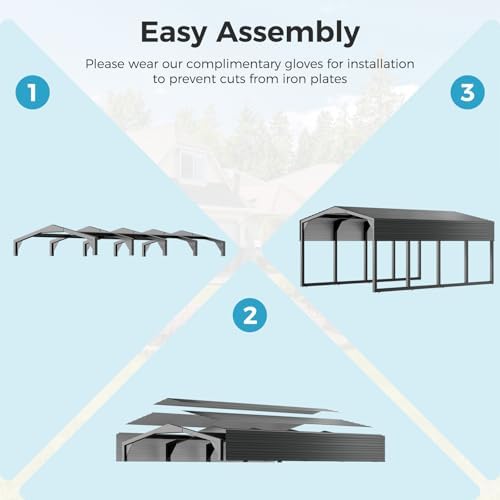 12×20 ft carport, 2"x2" reinforced frame & 29-gauge on a desk or shelf