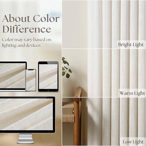 twodrapes natural pinch pleated linen curtains 96 inches, side view