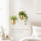acelist gold metal hanging planter set of 2 on a desk or shelf