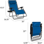Best Choice Products Oversized Zero Gravity Chair, Folding Outdoor Patio Lounge Recliner w/Cup Holder Accessory Tray, Pillow - Marine Blue
