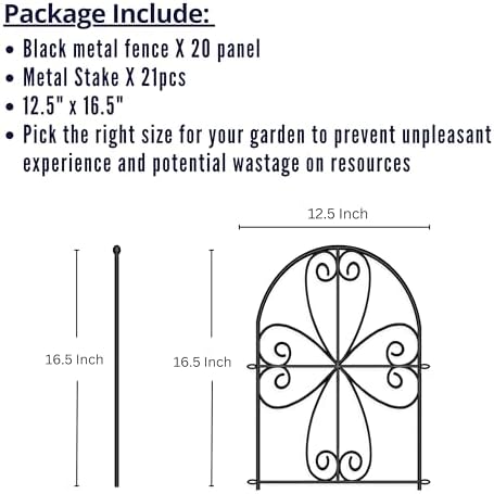 shoplala garden fence (20 panels) 12.5inx16.5in decorative metal shown in use