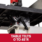 jet black 14" woodworking band saw, 1.75 hp, side view