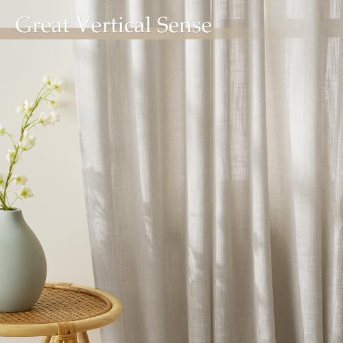 nicetown faux linen curtains 2 panels set for, side view