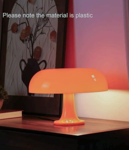 orange mushroom lamp, mid century modern table lamp, front angle view
