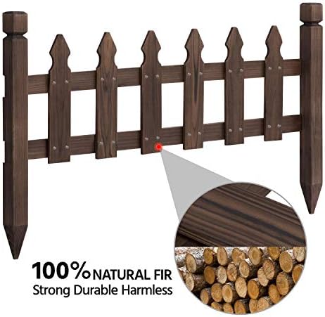 topeakmart 532.5in picket fence for garden, wooden fence showing dimensions