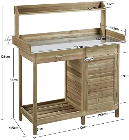 costoffs potting bench wood garden potting table with, front angle view