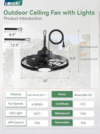 lediary 20" outdoor ip65 waterproof plug in ceiling, package contents