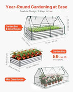 vevor 6x3x1ft metal raised garden bed with greenhouse shown in use