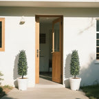 36" artificial boxwood topiary trees with ground spike showing dimensions